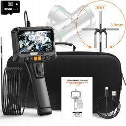 ENDOSKOP INSPEKCYJNY OBROTOWY 360 LED EKRAN 32GB SD IP67 1m KAMERA 3.9mm