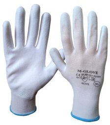 Rękawice ochronne M-GLOVE PU1001 WHITE 4131X (12 par) - Rozmiar 9