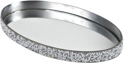 Taca dekoracyjna 23x13 cm srebrna kryształki
