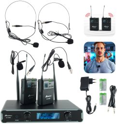 Zestaw mikrofonów bezprzewodowych UHF 2x nagłowny+ 2x krawatowy 2x bodypack+ stacja Audioport SU-740HH one size