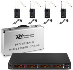 Zestaw mikrofonów bezprzewodowych UHF 4x bodypack PD504B one size
