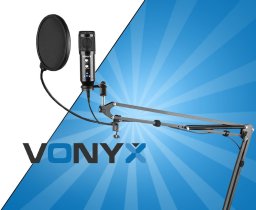 Vonyx CMS320B mikrofon studyjny USB z echem i ramieniem - czarny one size