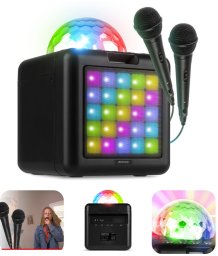Głośnik bluetooth karaoke z półkulą LED 15W BT 2 mikrofony Fenton one size