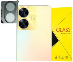 Szkło hartowane z czarną ramką do aparatu Realme C55, przezroczyste