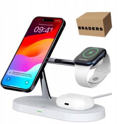 Biała ładowarka indukcyjna 3w1 MagSafe Qi do iPhone, Watch, AirPods