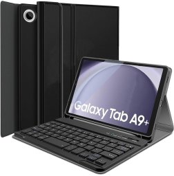 Etui z klawiaturą Bluetooth magnetyczne do Samsung Galaxy Tab A9+ Plus SM-X210, czarne