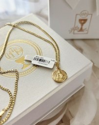 Złoty medalik Matka Boska Szkaplerzna otwarte serce Jezusa ME.00559 PR.585