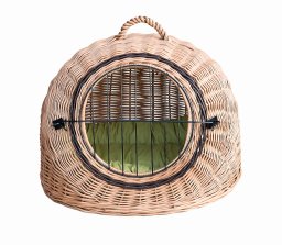 Wiklinowy transporter budka dla kota i innych zwierząt owalny kosz budka z metalowym zamknięciem i z poduszką