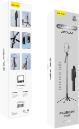 Blavec Selfie Stick Aluminium Fusion P08 tripod + pilot + 1 lampa 2,2 metra (SSFP08-TR1LB22) czarny