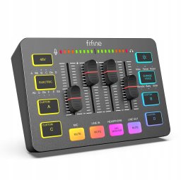 Mikser Fifine Sound Card SC3 Black USB z RGB XLR 2 - kanałowy