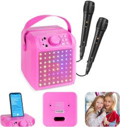 Głośnik Karaoke LED 2x mikrofon KAR50P Fenton różowy one size