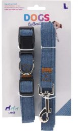 OBROŻA DLA PSA ZE SMYCZĄ DENIM
