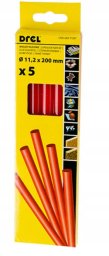 Hot glue sticks 11.2 mm x 200 mm, red, 5 pcs.
