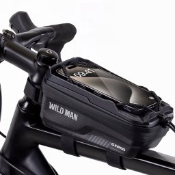 Torba na ramę WildMan GX200, uchwyt na telefon, sakwa rowerowa wodoodporna, czarna