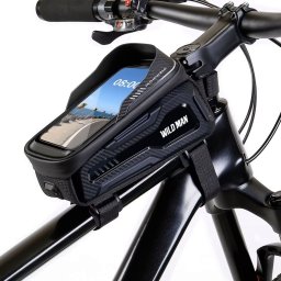 Torba rowerowa wodoodporna WildMan M20, uchwyt na telefon, czarna.