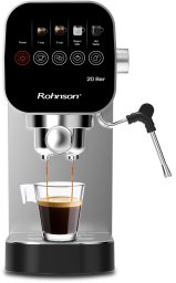 Rohnson espresso, 1360 W, 20 bar, slim design, dotykový ovládací panel, vysokotlaká tryska