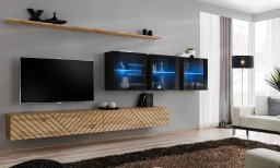 Meblościanka SWITCH LAMEL XVII dąb wotan/czarna ASM Meble