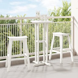 vidaXL Zestaw barowy 3 szt. Biały HDPE, Stół barowy Biały 55x55x107 cm HDPE, Stołki barowe 2 szt. Białe HDPE (3335801)