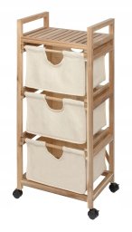 Szafka łazienkowa ACINA z trzema, materiałowymi pojemnikami, drewno akacjowe, WENKO