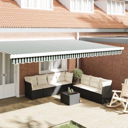 vidaXL Markiza Valance dla ramy 5 m Zielona i Biała 4.8x0.2 m