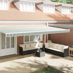 vidaXL Markiza Valance dla ramy 6 m Zielona i Biała 5.8 x 0.2 m
