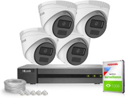 Zestaw do monitoringu 4x IPCAM-T2-P Full HD, PoE, IR 20m, H.265+, IP67 HiLook Hikvision