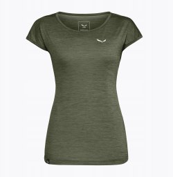 Koszulka puez melange dry ss tee women-dark olive melange-38 (m) SALEWA