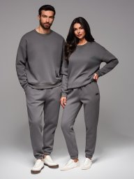 Komplet dresowy dla par UNISEX w stylu athleisure ze spodniami i bluzą - szary V18 Z109 M/L