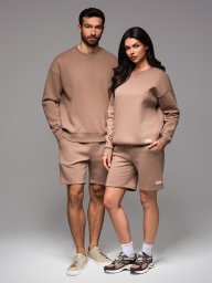 Dresowy zestaw dla par UNISEX bluza + szorty - brązowy V16 Z108 M/L