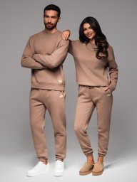 Komplet dresowy dla par UNISEX w stylu athleisure ze spodniami i bluzą - brązowy V16 Z109 XS/S