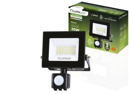 Naświetlacz LED ZUNA2 20W 1800lm 4000K IP44 Czarny Czujnik Ruchu LUMILED