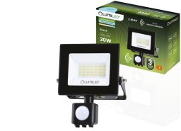 Naświetlacz LED ZUNA2 20W 1800lm 6500K IP44 Czarny Czujnik Ruchu LUMILED