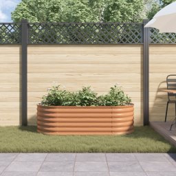 vidaXL Brązowa Podniesiona Skrzynka Ogrodowa z Wyglądem Drewna 160x80x44 cm Stalowa