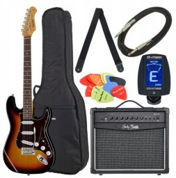 Harley Benton ST-62SB Vintage Bundle 1 Zestaw gitarowy z piecem i pokrowcem