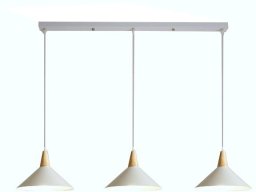 Lampa sufitowa metalowa klosz lite drewno wisząca AT33-3SZ-White