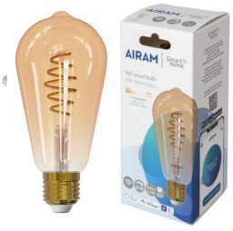 Airam SmartHome Edison ST64 smart bulb, E27, amber, 350 lm, 1800-3000K, WiFi