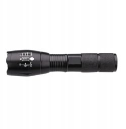 Latarka LED z teleskopowym zoom-em czarna