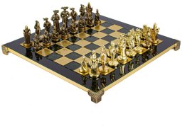 Ekskluzywne Szachy Metalowe  Mosiężna Szachownica 44 x 44cm  Średniowiecze  S12CBLU