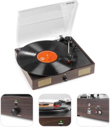 Gramofon RP106DW Fenton głośniki USB brązowy one size