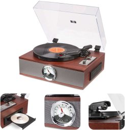 Gramofon RP180 Fenton głośniki USB BT FM brązowy one size