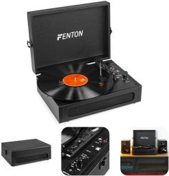 Gramofon w walizce RP118B Fenton wejście/wyjście BT czarny one size