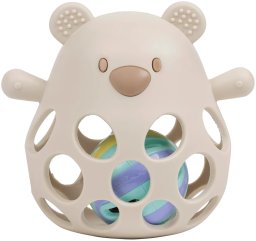 NATTOU Silicone Bear rattle with a ball beige