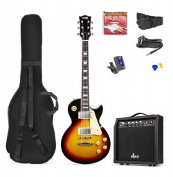 Zestaw: Gitara elektryczna GigKit w stylu LP sunburst+ wzmacniacz+ akcesoria one size