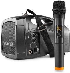 Mobilny zestaw nagłośnieniowy PA Vonyx ST014 z bezprzewodowym mikrofonem ręcznym one size