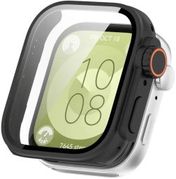 SILIKONOWE ETUI + SZKŁO HARTOWANE DO HUAWEI WATCH FIT 4 CZARNE