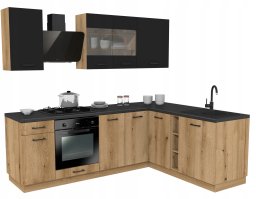 MEBLE KUCHENNE ZESTAW VARIO 240X180CM Z4 CZARNY/EVOKE BLAT DISTRICT BEZ AGD
