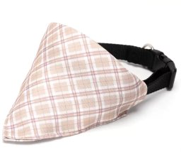 Trójkątny szalik 15x9cm chusta w kratę z obrożą 30cm dla psa lub kota