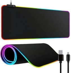 Podkładka gamingowa podświetlana rgb xxl 90x40 pod myszkę klawiaturę usb