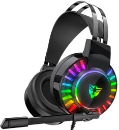 Słuchawki gamingowe 7.1 rgb przewodowe nauszne dla graczy led z mikrofonem