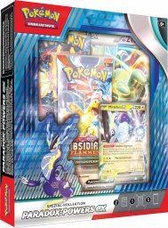Pokémon-Sammelkartenspiel: Spezial-Kollektion Paradox-Powers-ex – (2 doppelseltene holografische Karten, 1 überdimensionale Karte & 5 Boosterpacks)